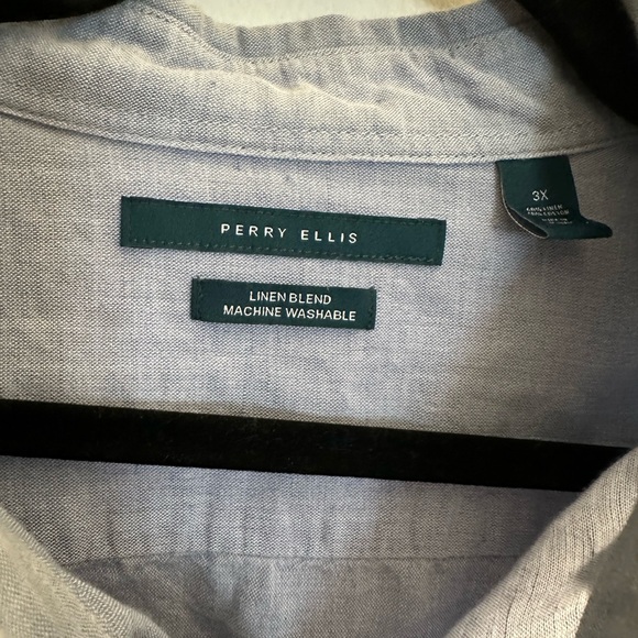 Perry Ellis linen light blue men’s shirt size 3x - Picture 2 of 3